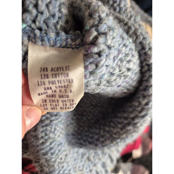Jennifer Reed VTG Boho Sweater Cardigan Mother of Pearl Buttons Blue Sz S-M - Picture 6 of 6